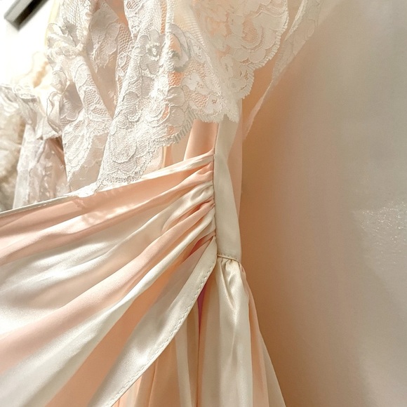 Vintage 1980s Jessica McClintock Gunne Sax Cottagecore Pink White Prom Dress 9 - Picture 10 of 13